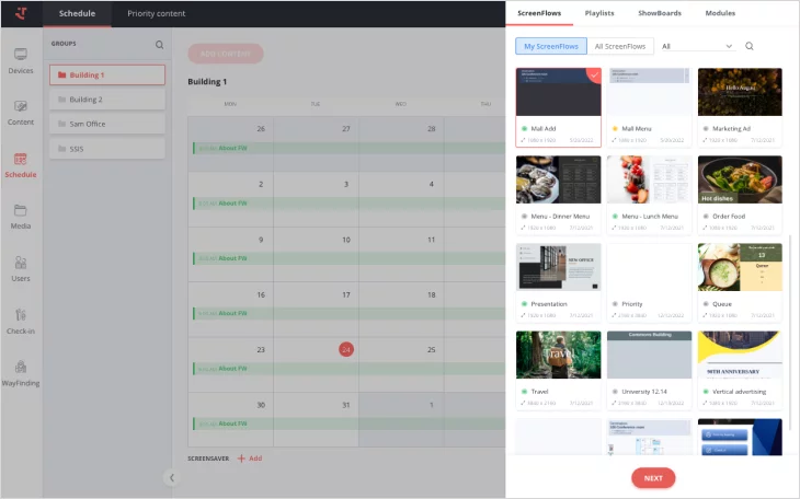 screenshot of friendlyway Digital Signage